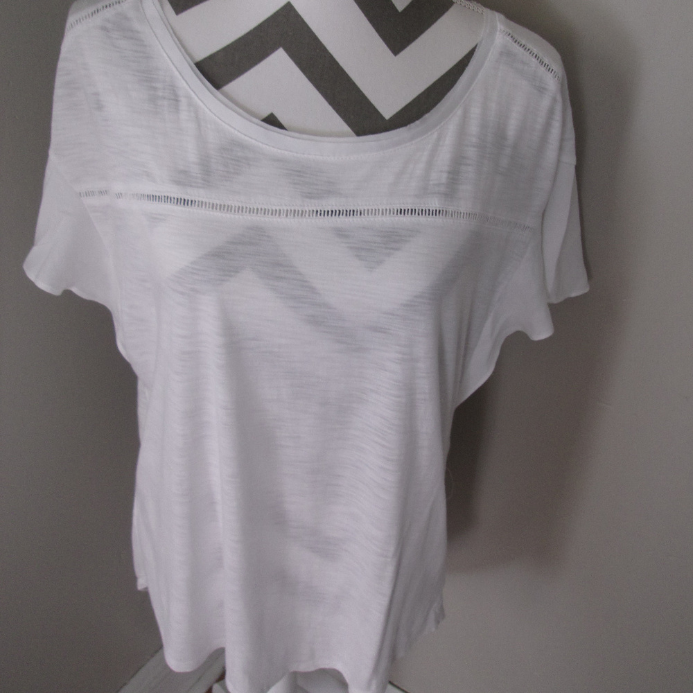 GAP White Flutter Sleeve Top MED TALL NWT